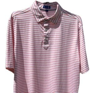 Stitch Damon Polo short sleeve golf shirt pink white stripe M/L